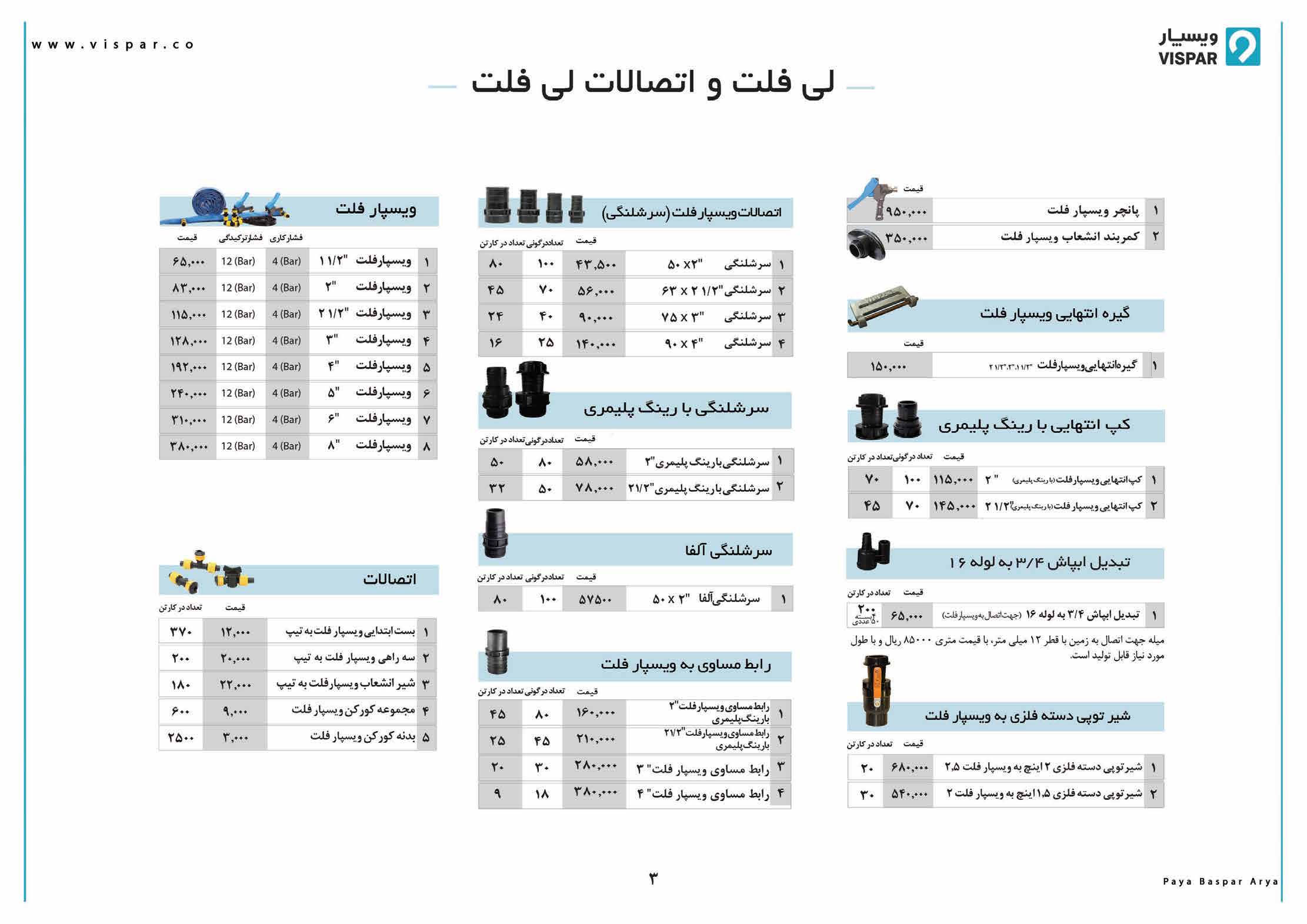 لیست قیمت پایابسپار (ویسپار) – بهمن ماه 98 - صفحه 3