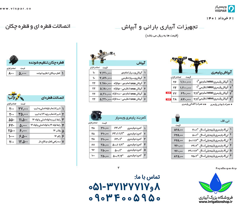 لیست قیمت ویسپار (پایا بسپار آریا) - خرداد 1401 صفحه 3